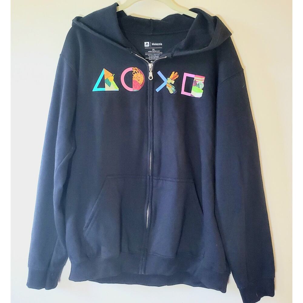 Rare Playstation PS Logo Hoodie Black Men’s XL Video Games Gamer Apparel Sony